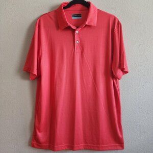PGA Tour Polo Shirt Mens Medium Red Checkered Golf Performance Lightweight Logo